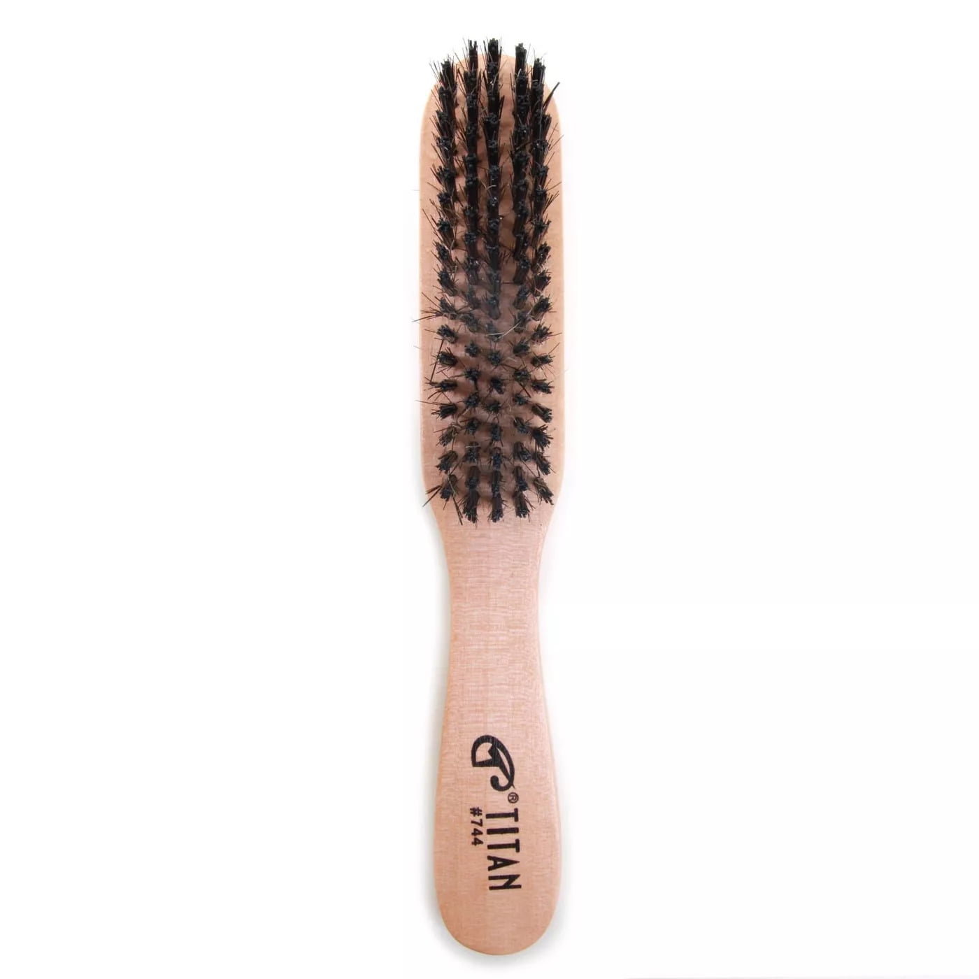 Titan Narrow Wooden Hair Brush Hard Natural Bristles Wood handle, 1 Ea